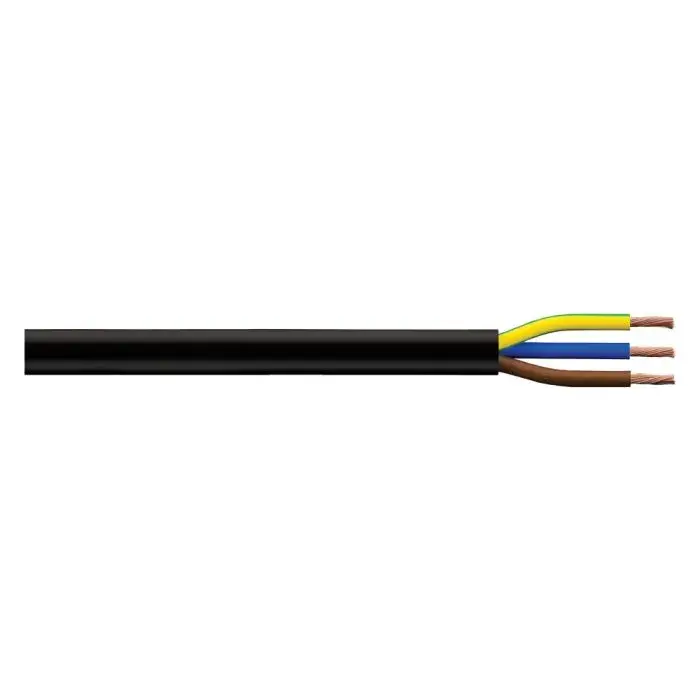 3183 2.5mm Tough Rubber Sheath Flexible Power Black (H05RR-F 3G2.5) (Cut Length Sold By The Metre) 