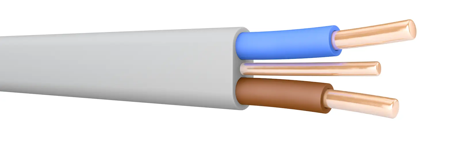 6242Y 2x4.0 Grey PVC Flat Wiring Cable with Bare CPC. BS 6004. 300/500 V (Cut Length Sold By The Metre)