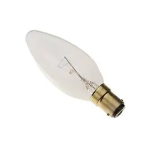 240v 40w SBC - Ba15d 35mm Clear Incandescent Candle Bulb 