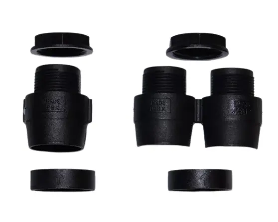 PVC Conduit Gland Two Part IP68 with Locknut M32 Black 