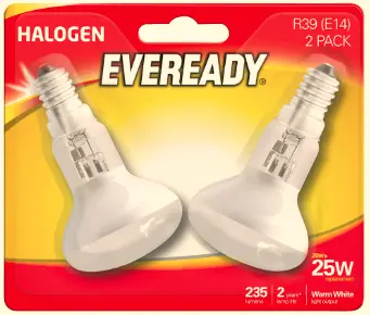 20W ECO Halogen R39 Reflector Bulb, E14, 235lm, 2900K, Pack of 2