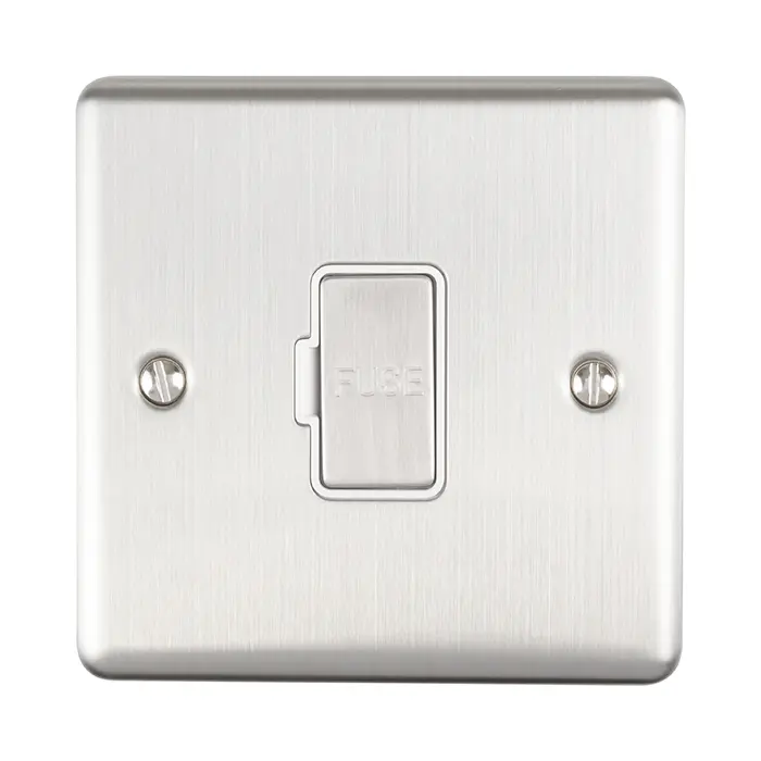 Unswitched Fuse Spur In Satin Stainless Steel With Grey Trim