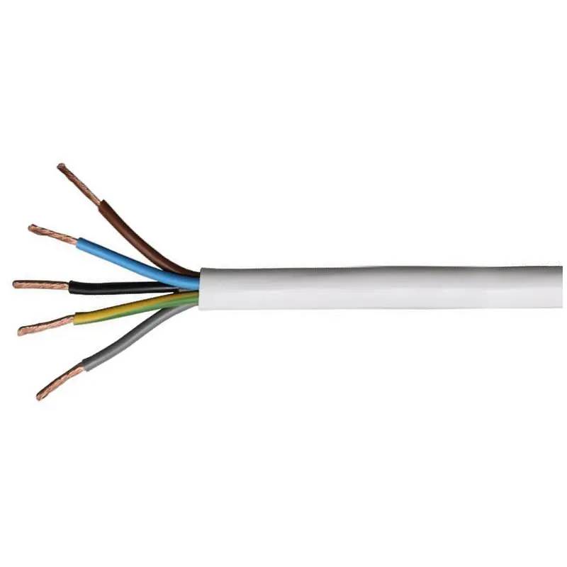 3185Y 0.75mm Flexible Power White PVC (H05VV-F 5G0.75) (Cut Length Sold By The Metre) 