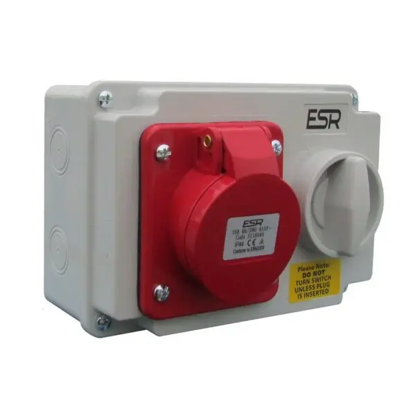 ESR 32a 415V 4 Pin (3P+E) Red Industrial Switched Interlock Socket  IP44