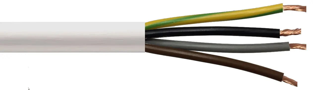 3184Y 1.5mm Flexible Power White PVC (H05VV-F 4G1.50) (Cut Length Sold By The Metre) 