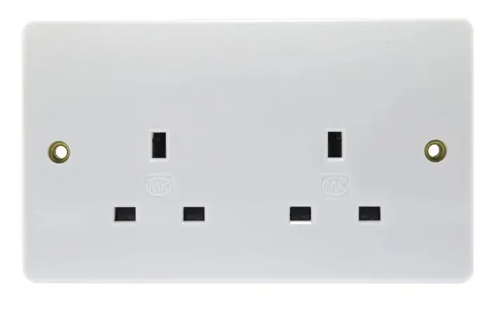 MK Logic K781WHI 13A SP Unswitched Socket 2 Gang in White.