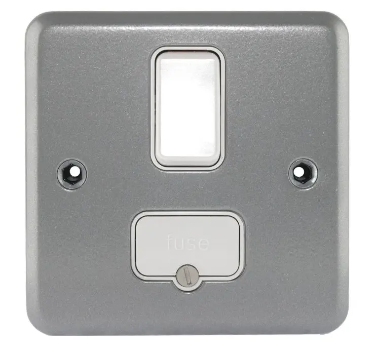 MK K942ALM 13A double pole Metalclad Switched Fused Spur in Grey.